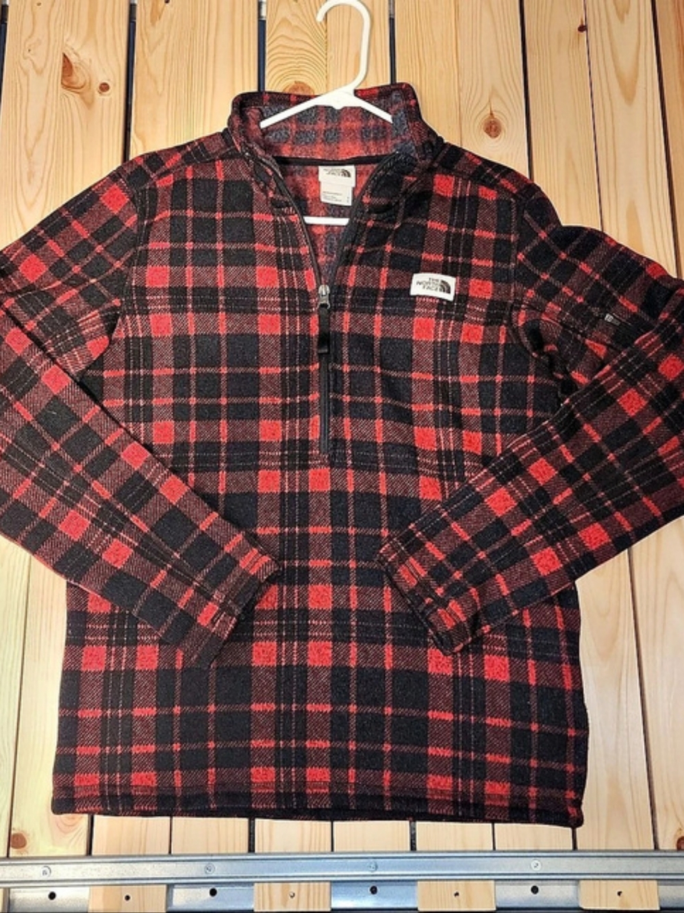The North Face Plaid Fleece Jacket Red & Black Size Small